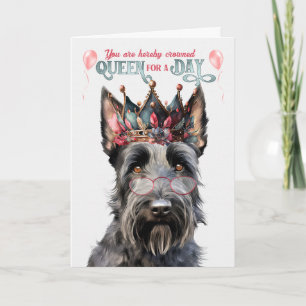 Cartão Scottish Terrier Queen para um dia de aniversário