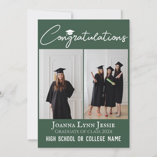 Cartão script de felicitações personalizadas foto de grad (Frente)