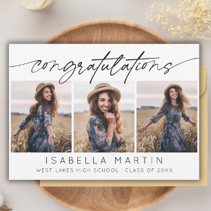 Cartão Script de Foto para Graduação 3 de Parabéns Modern