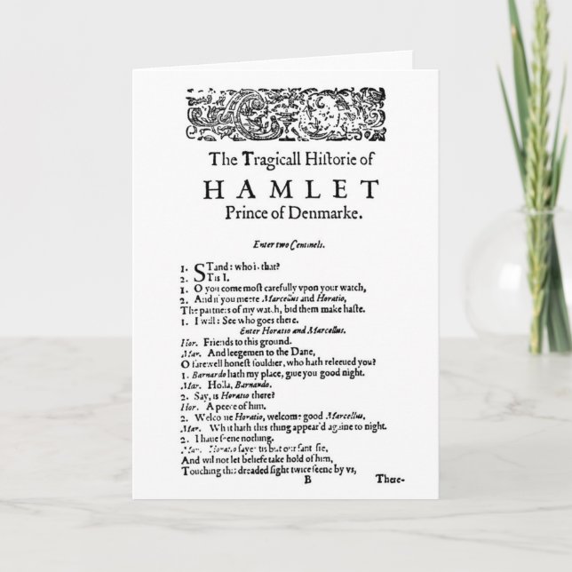 Cartão Script original do Hamlet (Frente)