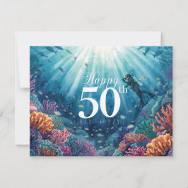 Cartão Scuba 50th birthday underwater birthday card
