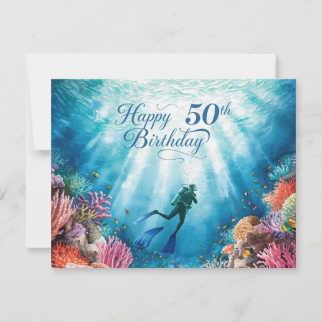 Cartão Scuba 50th birthday underwater birthday card  (Frente)