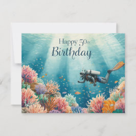 Cartão Scuba 50th birthday underwater birthday card