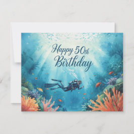Cartão Scuba 50th birthday underwater birthday card