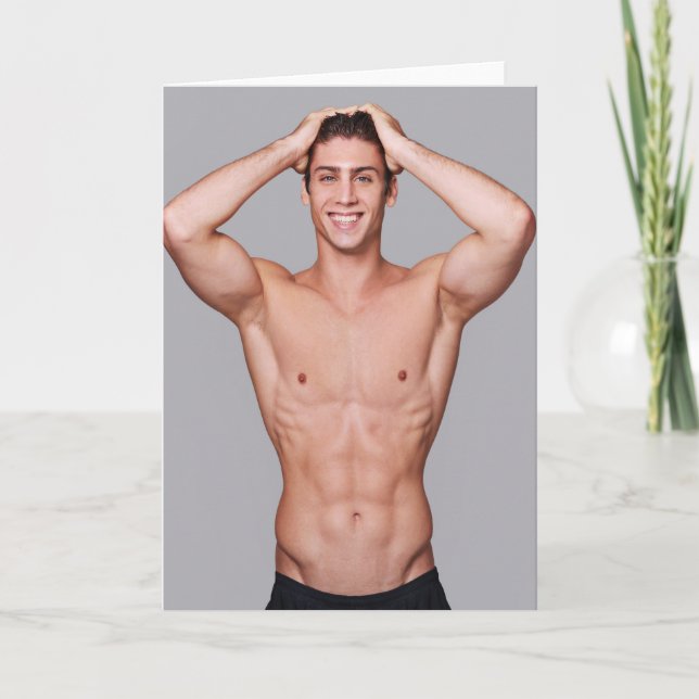 Cartão Sculptured Smile Hot Guy Greetings Card (Frente)
