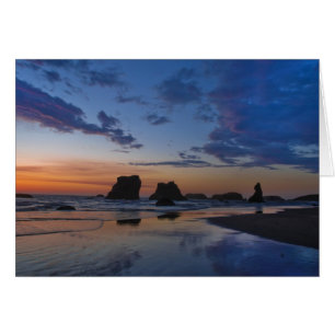 Cartão Sea Stacks em Bandon - Sunset na Costa do Oregon