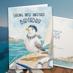 Cartão Seagulha de Aniversário Náutico Costa Sailing Brin