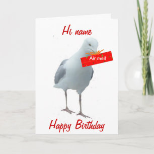 Cartão Seagull Air Mail Birthday adicionar nome frente