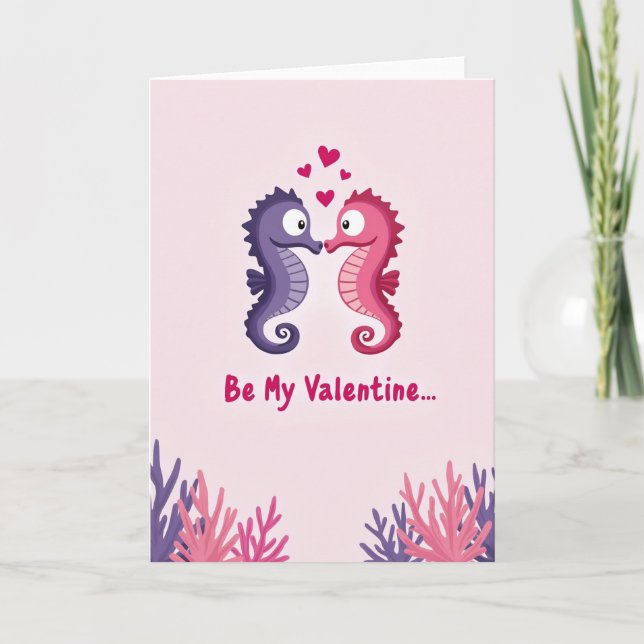 Cartão Seahorse Love Valentine Card (Frente)