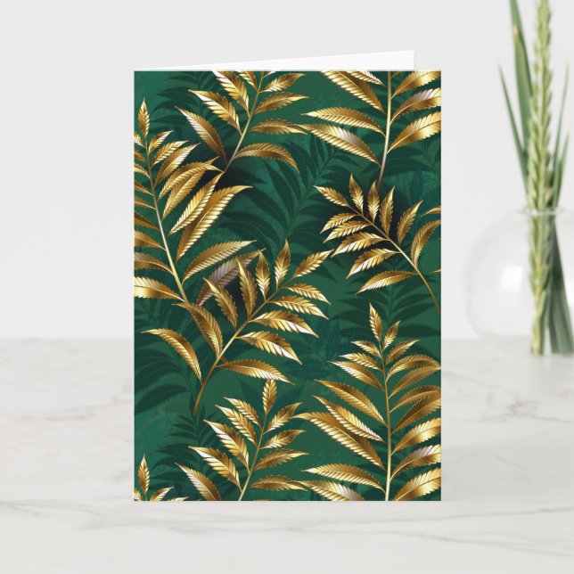 Cartão Seamless pattern with golden ferns (Frente)