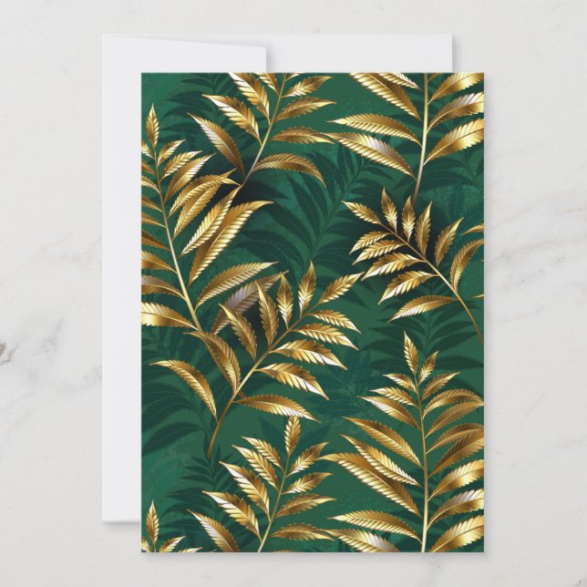 Cartão Seamless pattern with golden ferns (Frente)