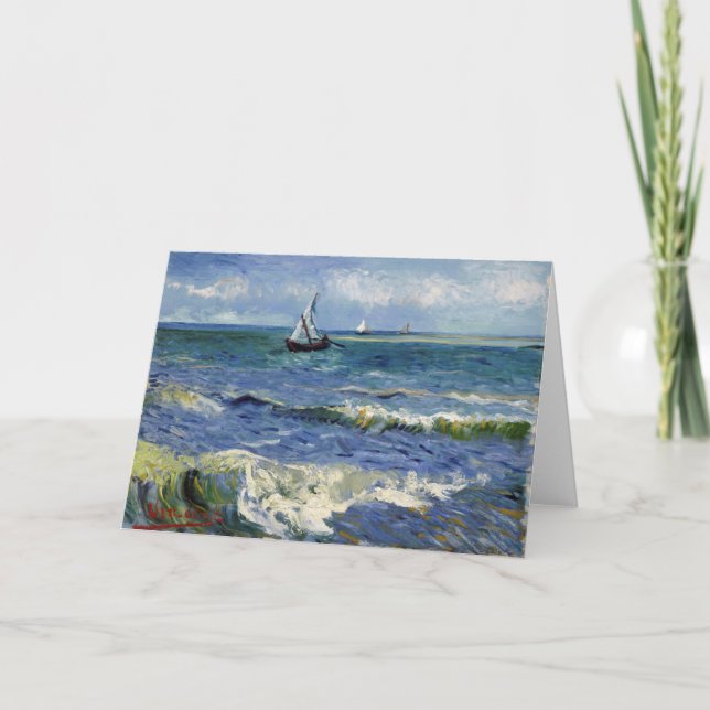 Cartão Seascape em Saintes Maries - Vincent van Gogh (Frente)