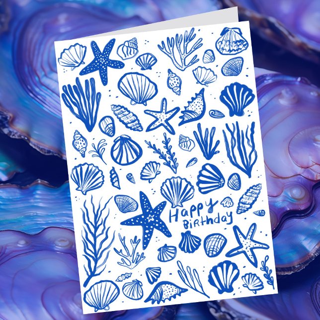 Cartão Seashells Beach Shells Ocean Happy Birthday (Seashells Beach Shells Ocean Happy Birthday Card
)