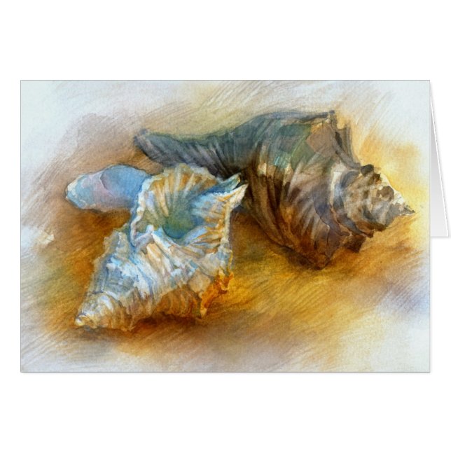 Cartão Seashells na praia (Frente Horizontal)