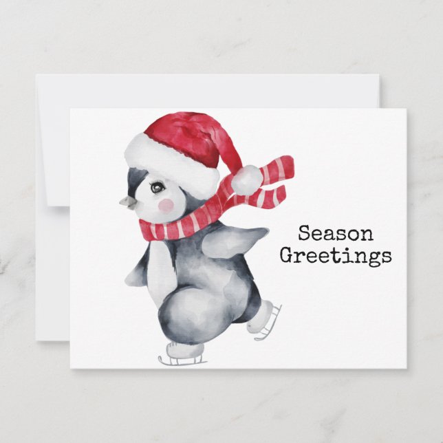 Cartão Season Greetings Penguin  (Frente)