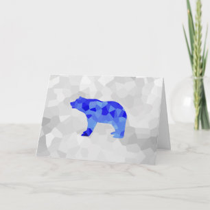 Cartão Season's Greetings Blue Geometric Winter Bear
