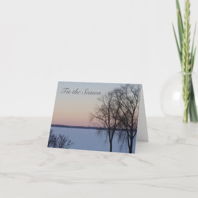 Cartão Seasons Saudações Wisconsin Winter Lake Christmas (Frente)