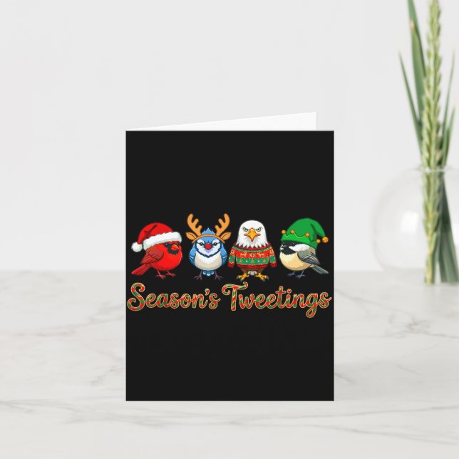 Cartão Season's Tweetings Funny Christmas Birdwatcher Squ (Frente)