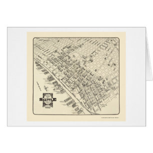 Cartão Seattle, mapa panorâmico de WA - 1903