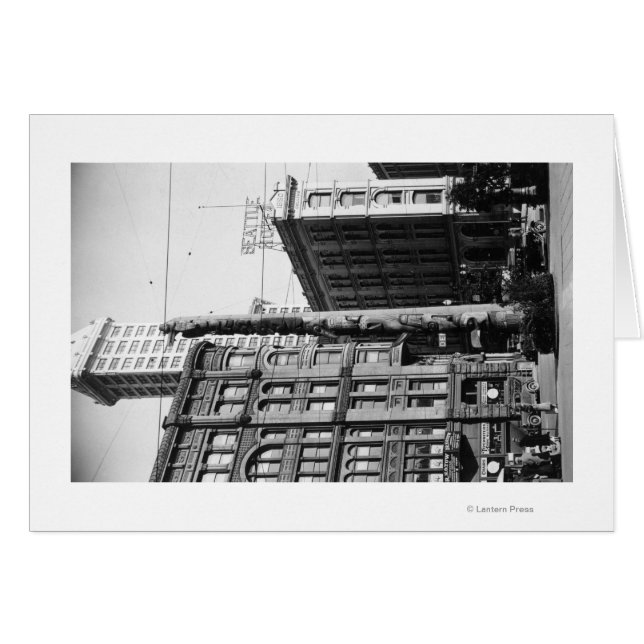 Cartão Seattle, Polo Totem do WAIndian na Praça Pioneer (Frente Horizontal)