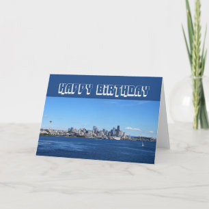 Cartão Seattle Skyline Happy Birthday