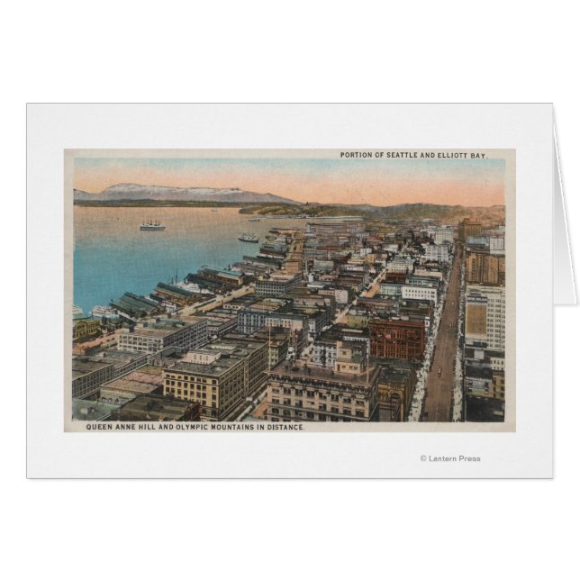 Cartão Seattle, WAA do Centro Seattle & Bay (Frente Horizontal)
