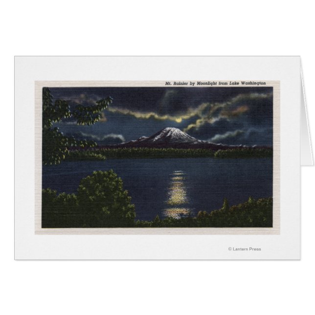 Cartão Seattle, Washington - Vista Lua do Monte. (Frente Horizontal)