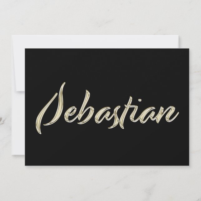 Cartão Sebastian Name white gold Handwriting Karte (Frente)
