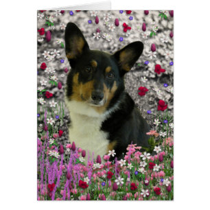 Cartão Sebastian the Welsh Corgi in Flowers