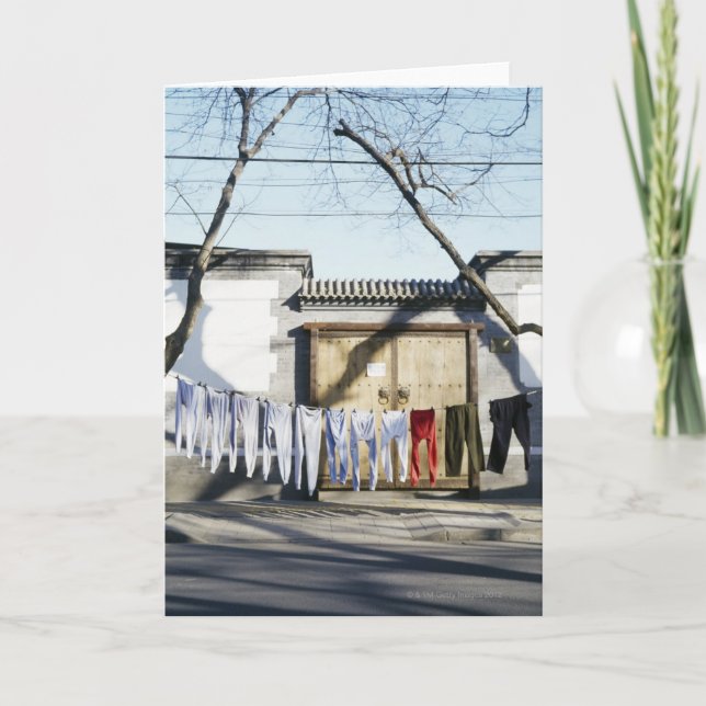 Cartão Secagem da lavanderia em Clotheslines (Frente)