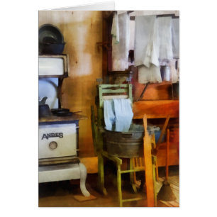 Cartão Secagem da lavanderia na cozinha