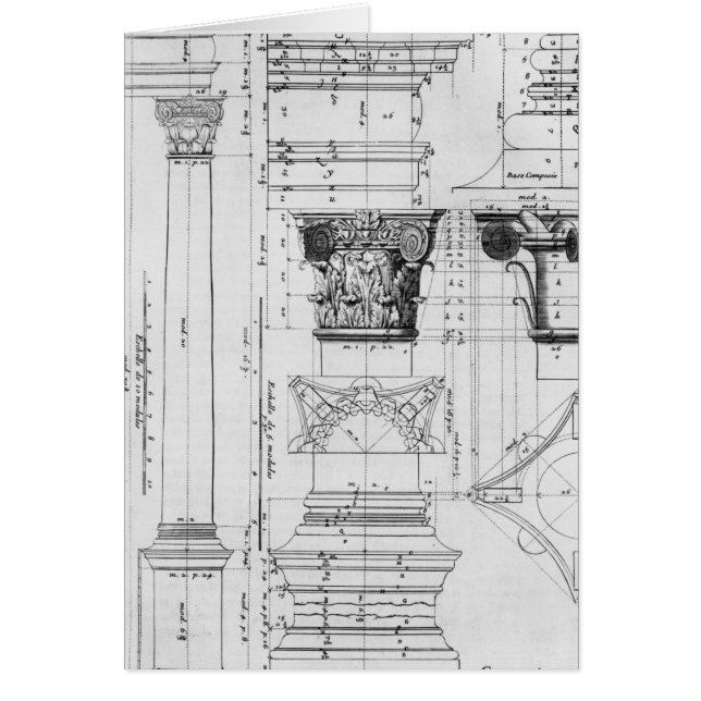 Cartão Seção e elevação de uma coluna composta (Frente)