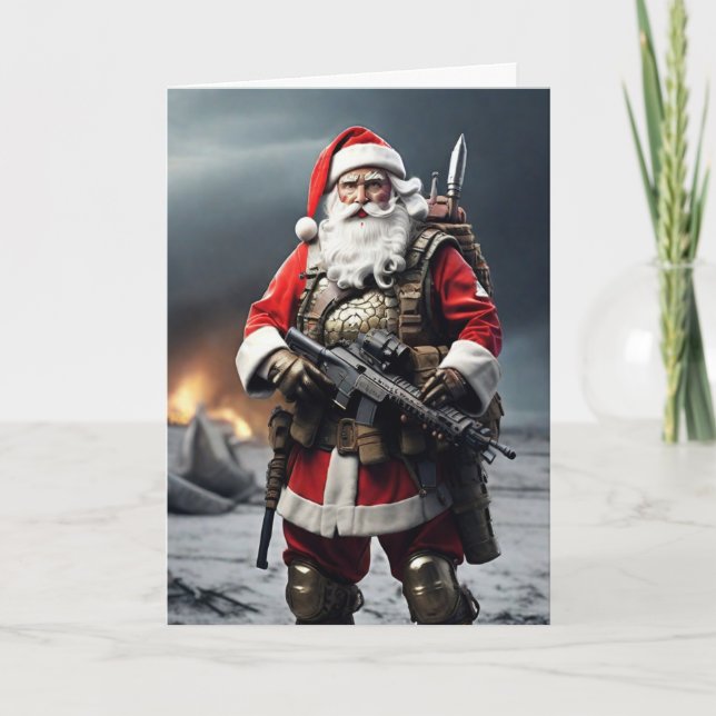 Cartão Second Amendment Santa Christmas Card Patriotic (Frente)