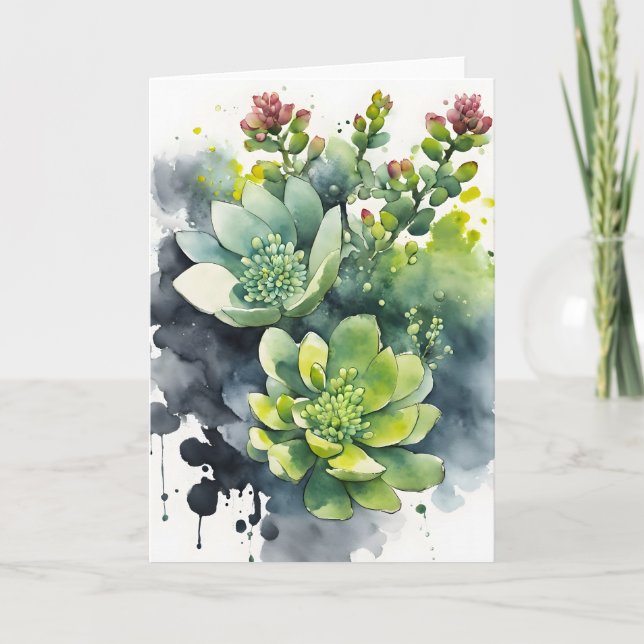 Cartão Sedum - Flores em aquarela capa para iPad mini (Frente)