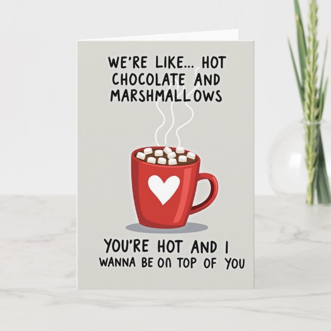 Cartão Sedutor de Marshmallow com Chocolate Quente (Frente)