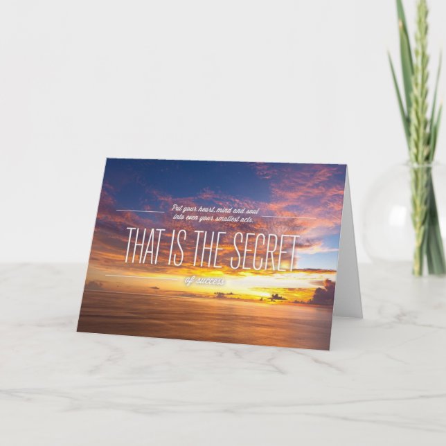 Cartão Segredo do sucesso - citações inspiradores (Frente)