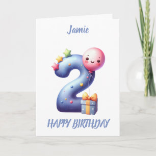 CARTÃO SEGUNDO ANIVERSÁRIO BALÕES FELIZES ANIVERSÁRIO