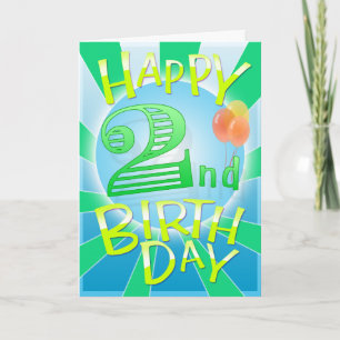 Cartão Segundo aniversário Feliz