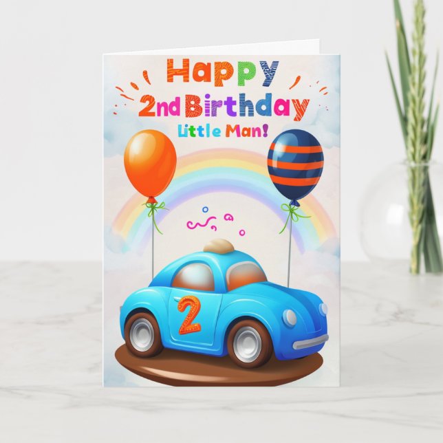 Cartão Segundo aniversário Feliz (Frente)