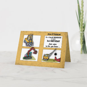 Cartão Segundo aniversário neto Personalizar Caminhões 