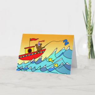 Cartão segundo aniversário para Criança, Pesca do Urso de