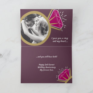 Cartão segundo de aniversário de casamento e depois foto