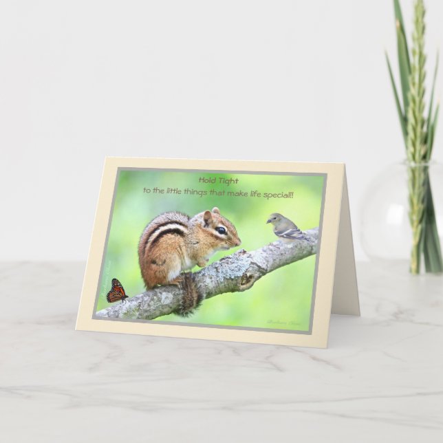 Cartão Segure bem as pequenas coisas: Placa Chipmunk (Frente)