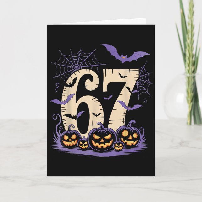 Cartão Seis Sete 6 7 Meme Assustador Halloween  (Frente)