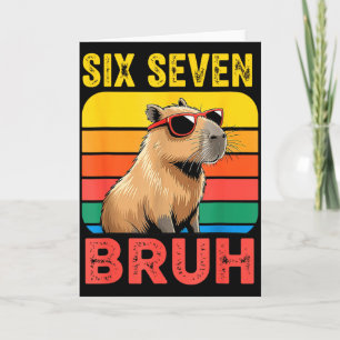 Cartão Seis Sete Bruh 67 Capivara Vintage Divertido Prese