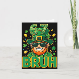 Cartão Seis sete mano dia de São Patrício 67 meme leprech