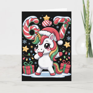 Cartão Seis Sete Natal Unicórnio Meme Engraçado Fofo Feri