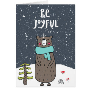 Cartão Seja alegre, ilustração do urso bonito, Natal