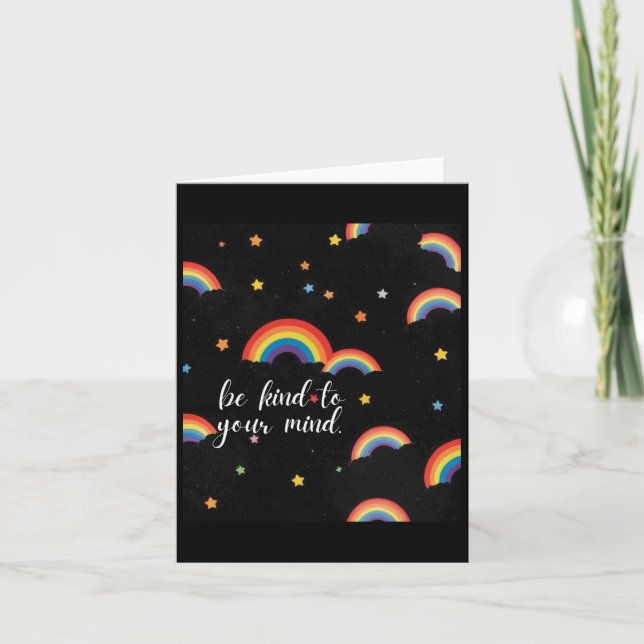 Cartão Seja gentil Com Sua Mente, Rainbow Sticker (Frente)