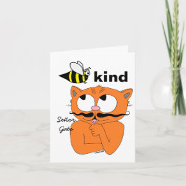Cartão Seja gentil Gato com Bigode de Desenho Animado Car